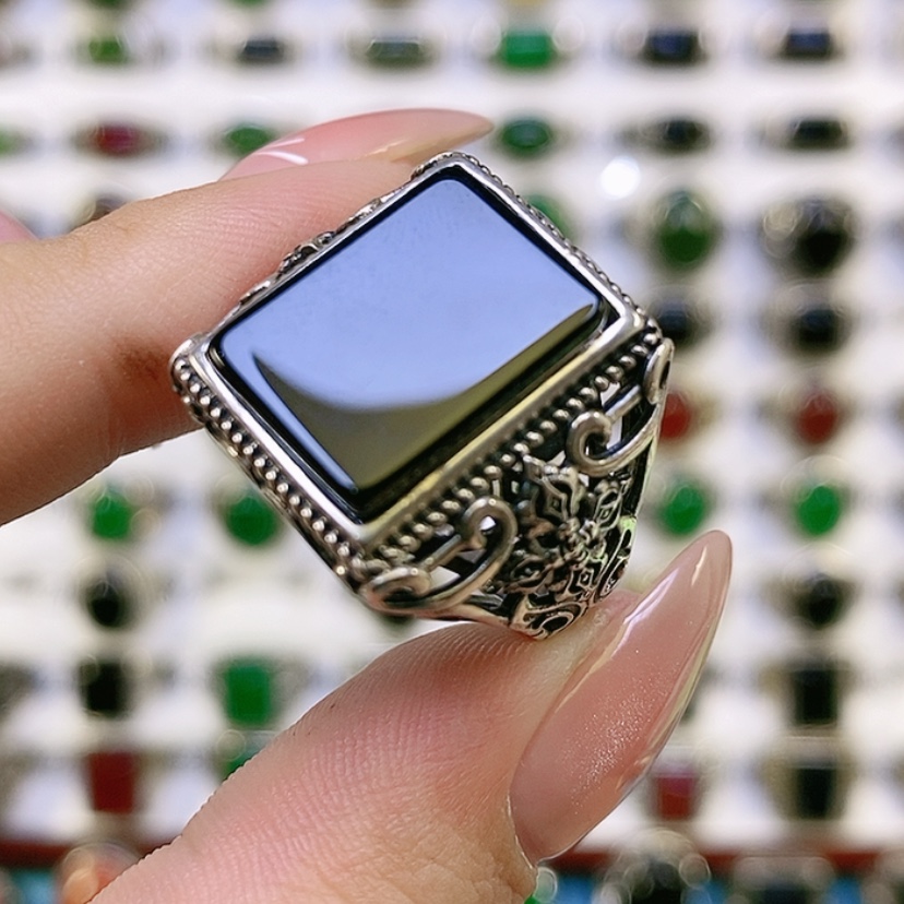 【闪购商品】银S925镶嵌戒指玛瑙/玉髓