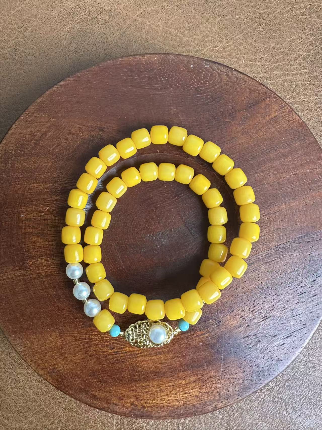 MTYC 040 黄玉菩提双圈手串（无礼盒）