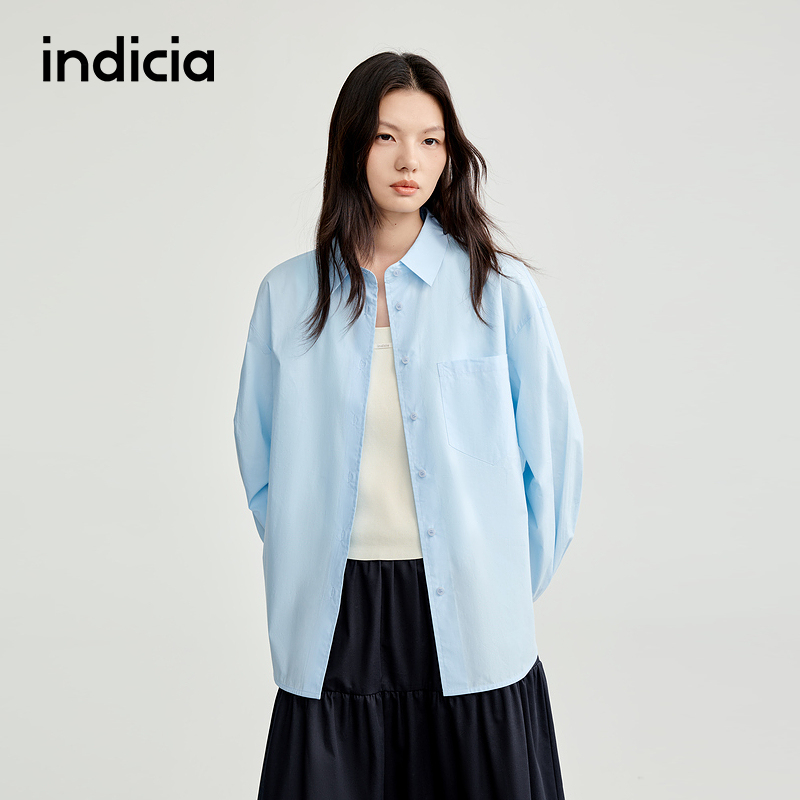indicia标记25秋新款水洗棉廓形松弛感基础衬衫外搭L2C5CS153