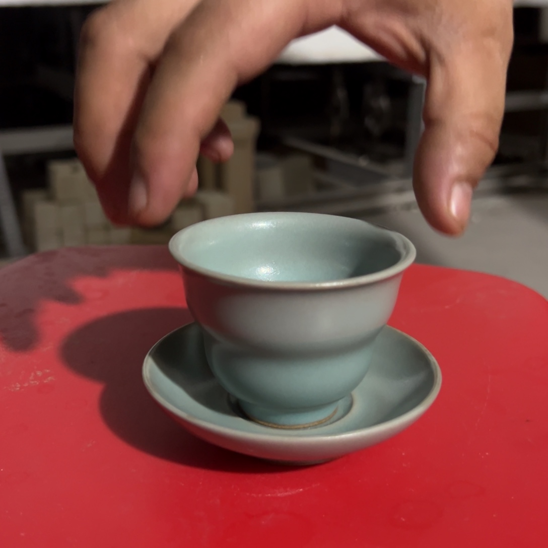杯子仿古釉微瑕一托二葫芦杯50c