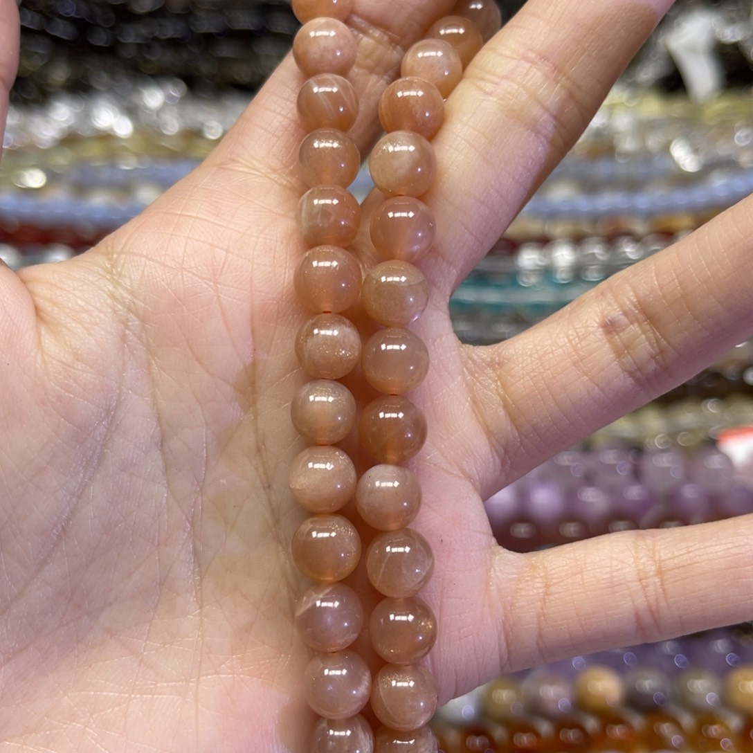 玛瑙/玉髓散珠天然橙月光卡长条38厘米