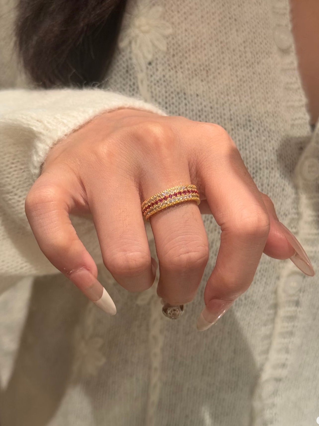 高定宽版三层红宝戒指 下单备注圈口号 S72