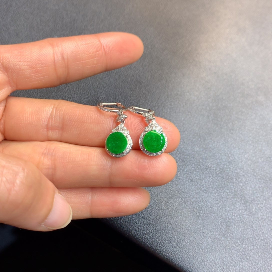 翡翠耳饰18K金镶嵌耳饰