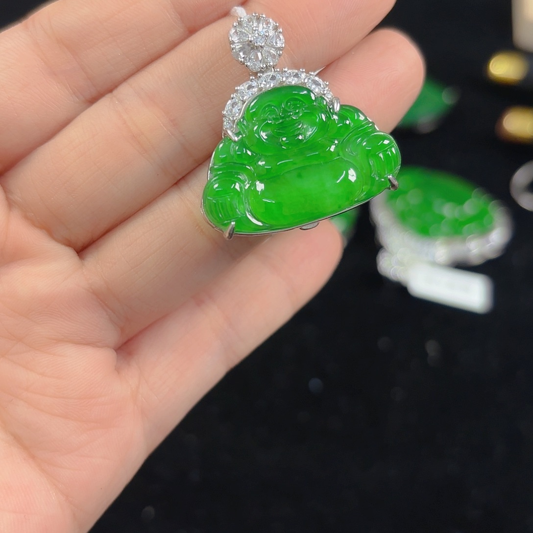 翡翠银S925镶嵌吊坠(不含链)