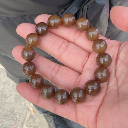 和田玉手链未镶嵌新疆且末金山糖，巧克力糖卡12