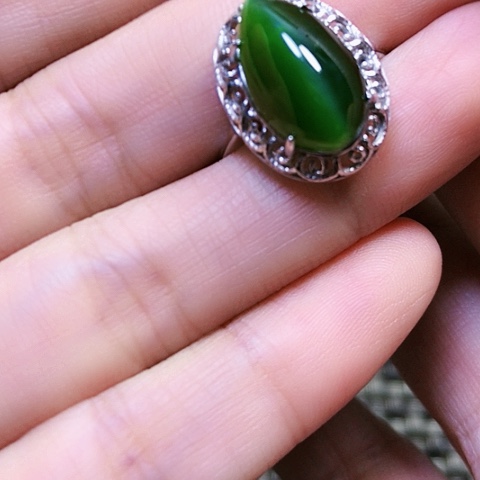 和田玉银S925镶嵌戒指