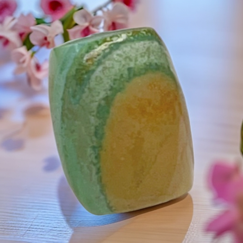 原矿绿松石珠子楚玉绿松石水波纹桶珠