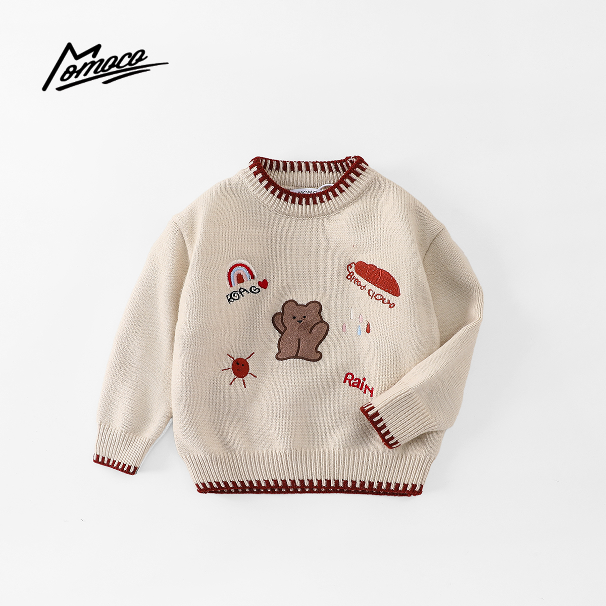 MOMOCO冬季女童2025新款保暖萌趣可爱套头小熊毛衣77830230043