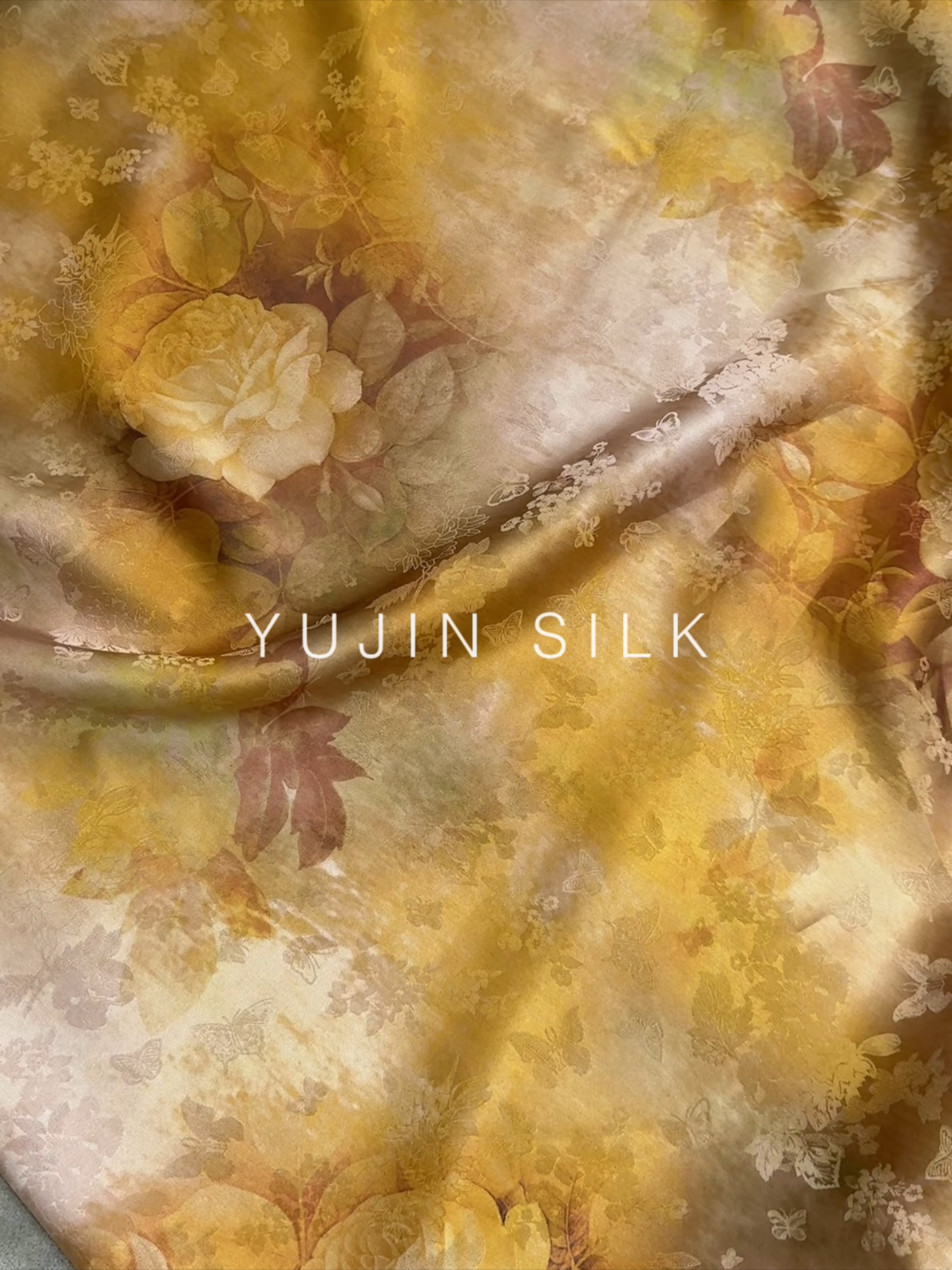 「迎春」YUJIN SILK 花萝红云纱桑蚕丝114门幅24-26姆米