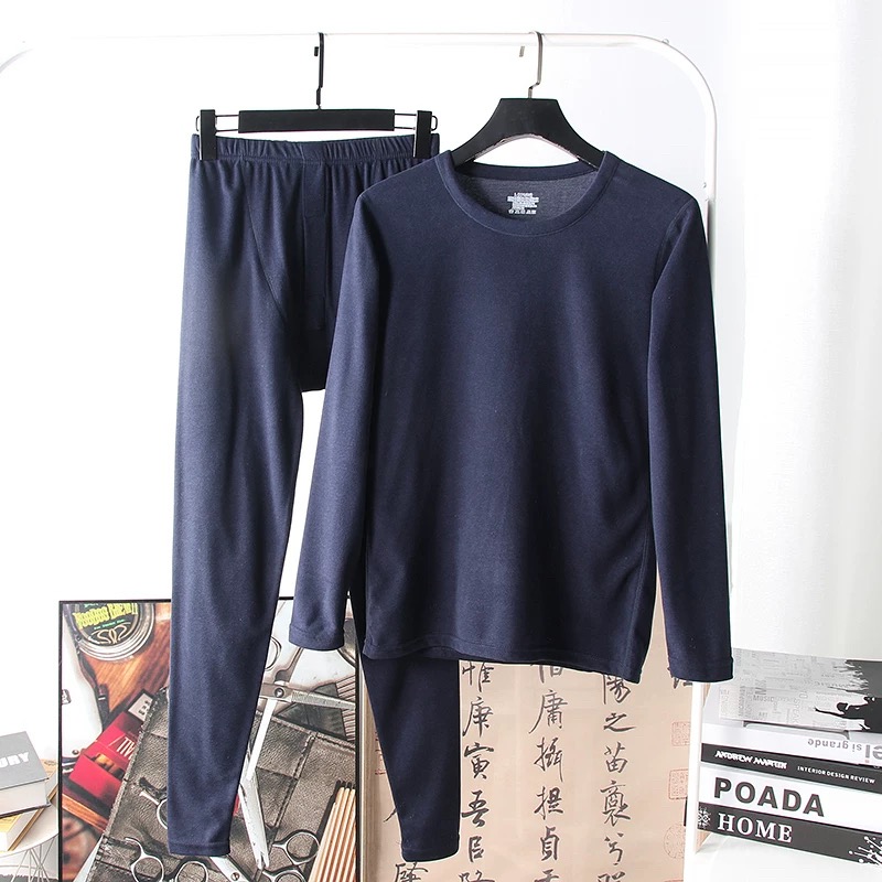 御寒神器！山羊绒+桑蚕丝！冬季男士自发热德绒保暖内衣套装 8878