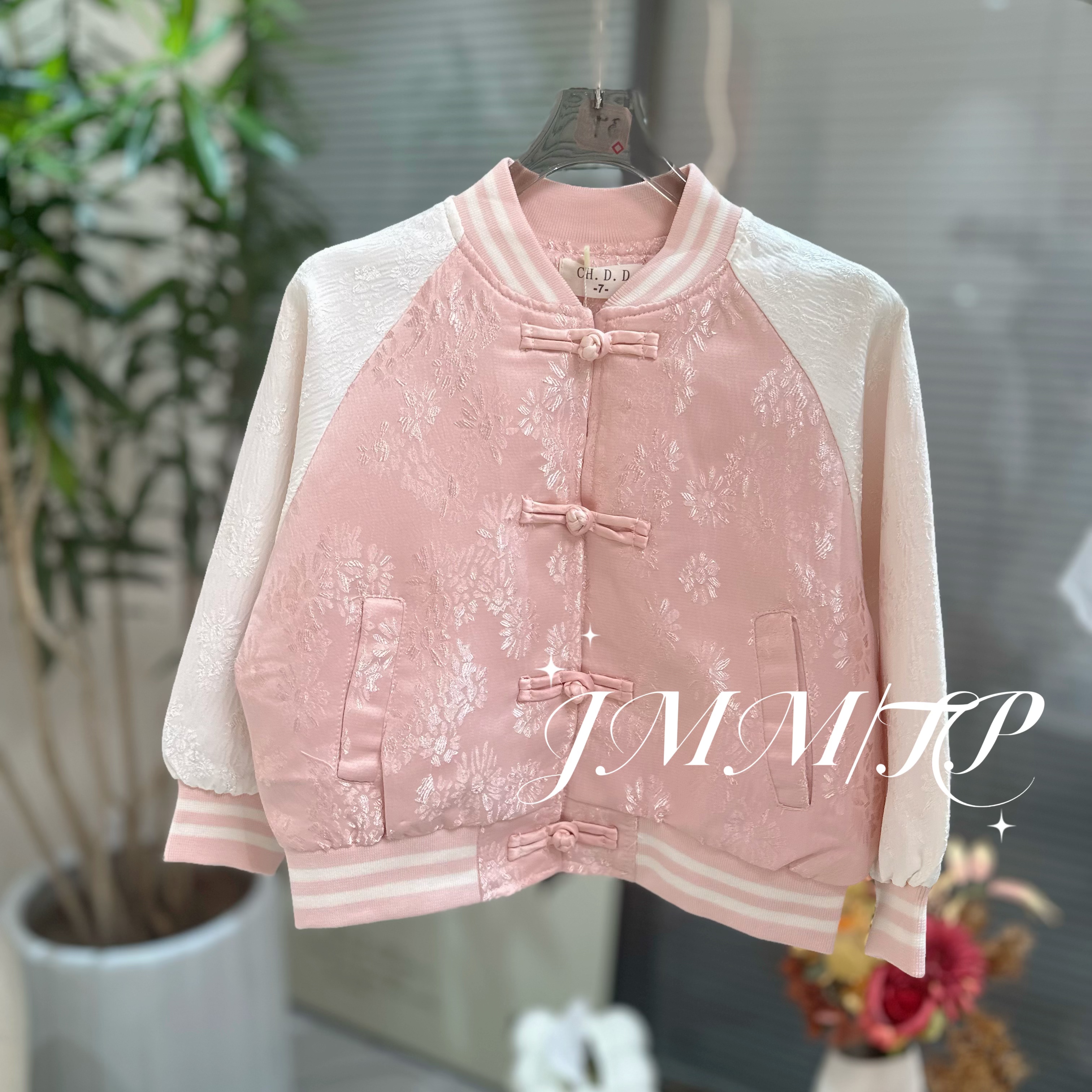 夏单品-新中式白粉拼G021 女童外套春秋款复古上衣休闲百搭棒球服