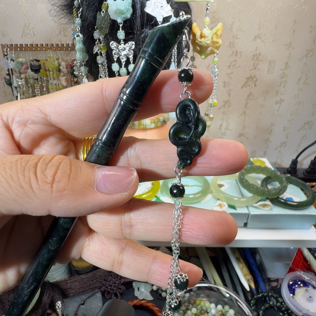 未镶嵌岫玉发饰福利款两个包邮