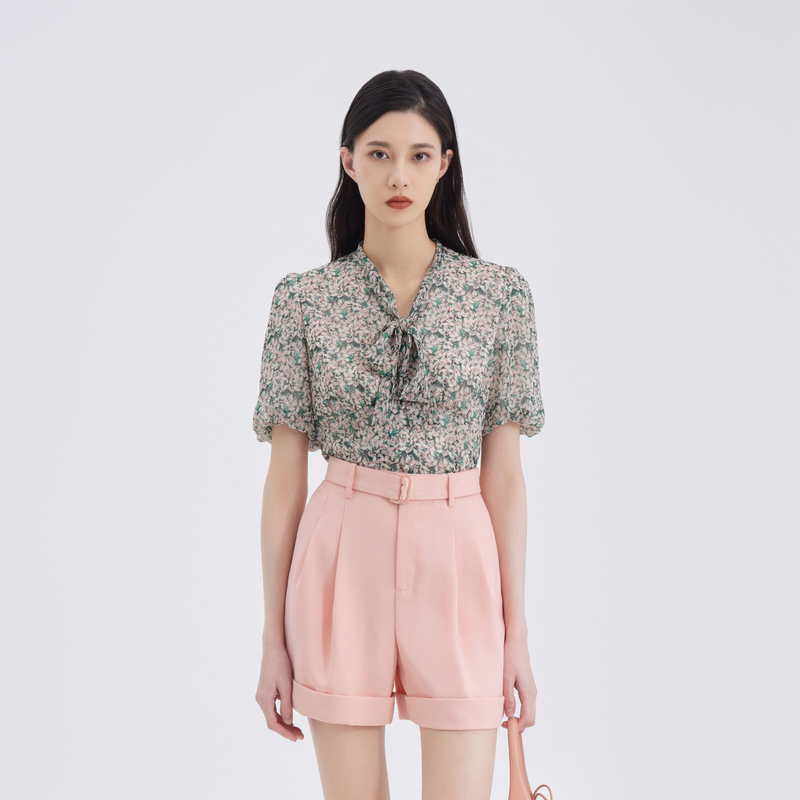 OBEG欧碧倩印花碎花显瘦短款减龄上衣10462134