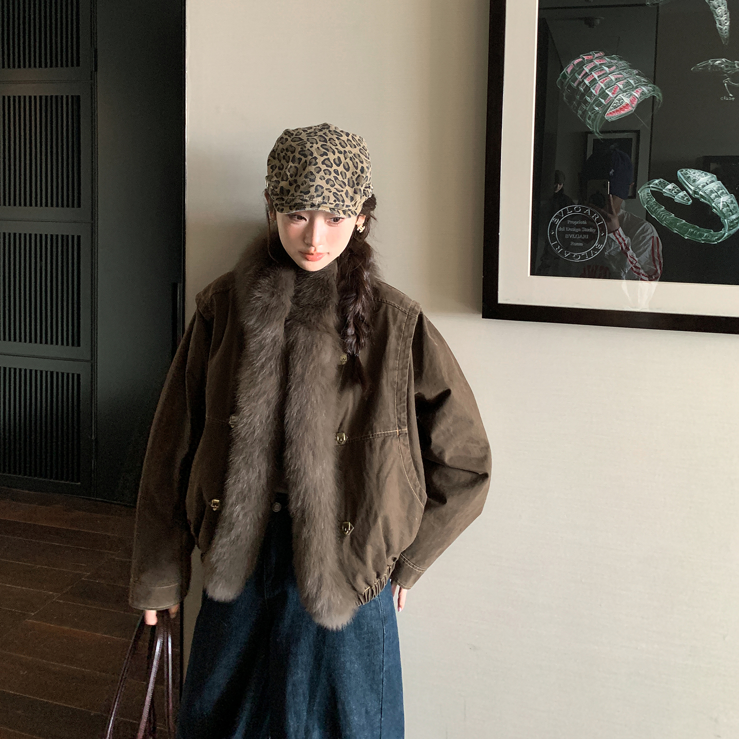 小暖炉/狐狸毛领皮草派克服女短款鹅绒内胆羽绒服小个子毛毛外套