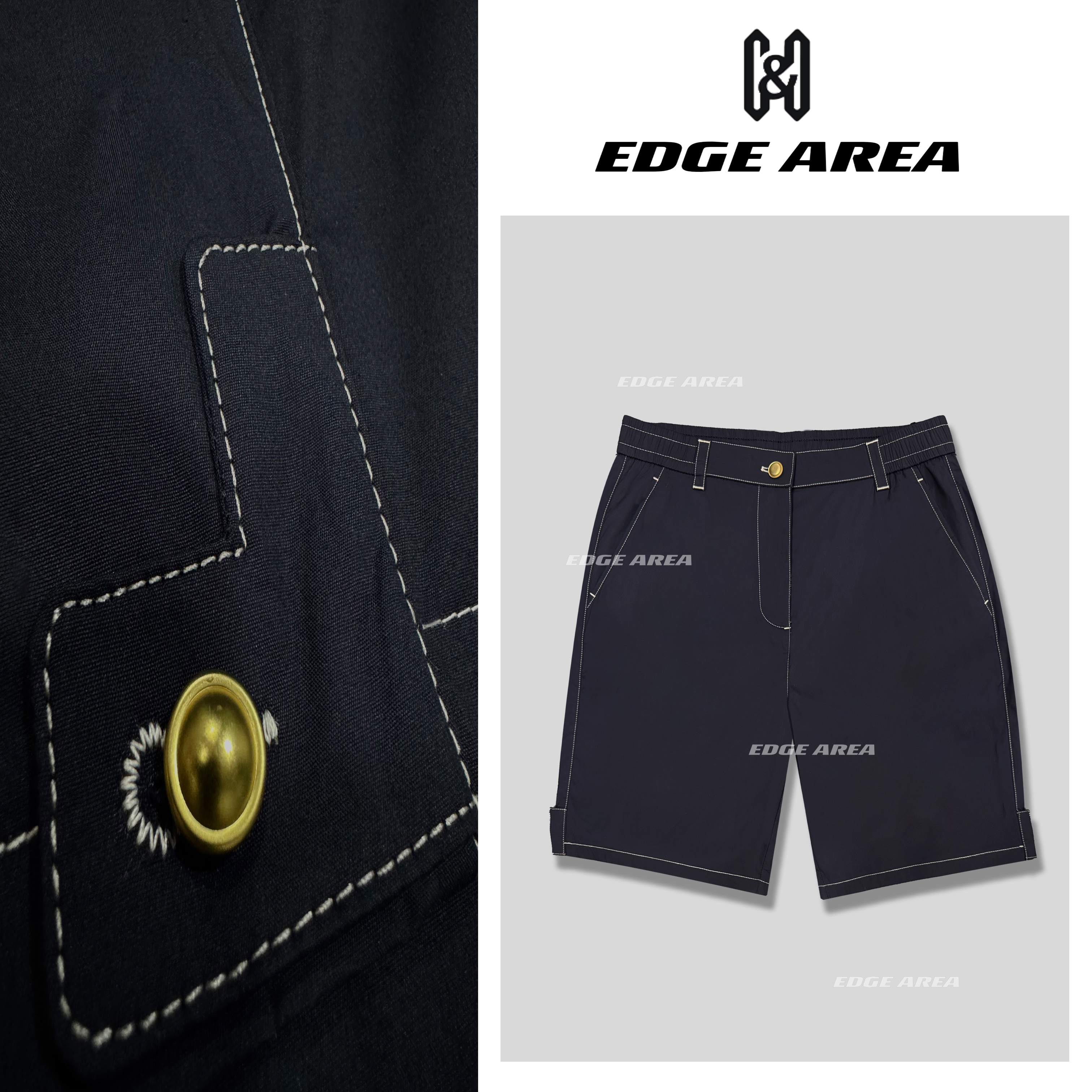 【EDGE AREA】夏季短裤明线设计高奢透气五分裤休闲冰感男女8806
