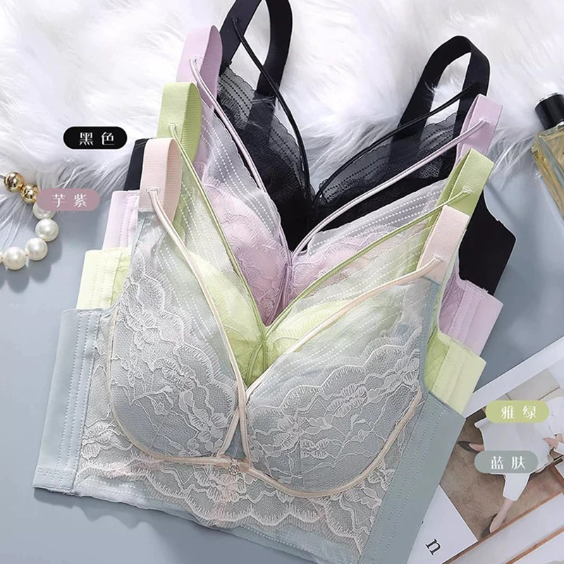 #085剪标（无磁1.5厚AB小C杯适合小胸）内置精油杯文胸蕾丝小胸聚