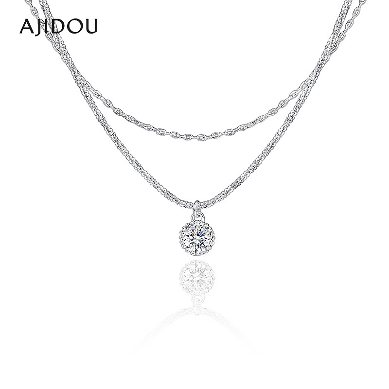 铜合金合成锆石项链 AJIDOU阿吉豆项链女款闪耀叠戴锁骨链【XH】