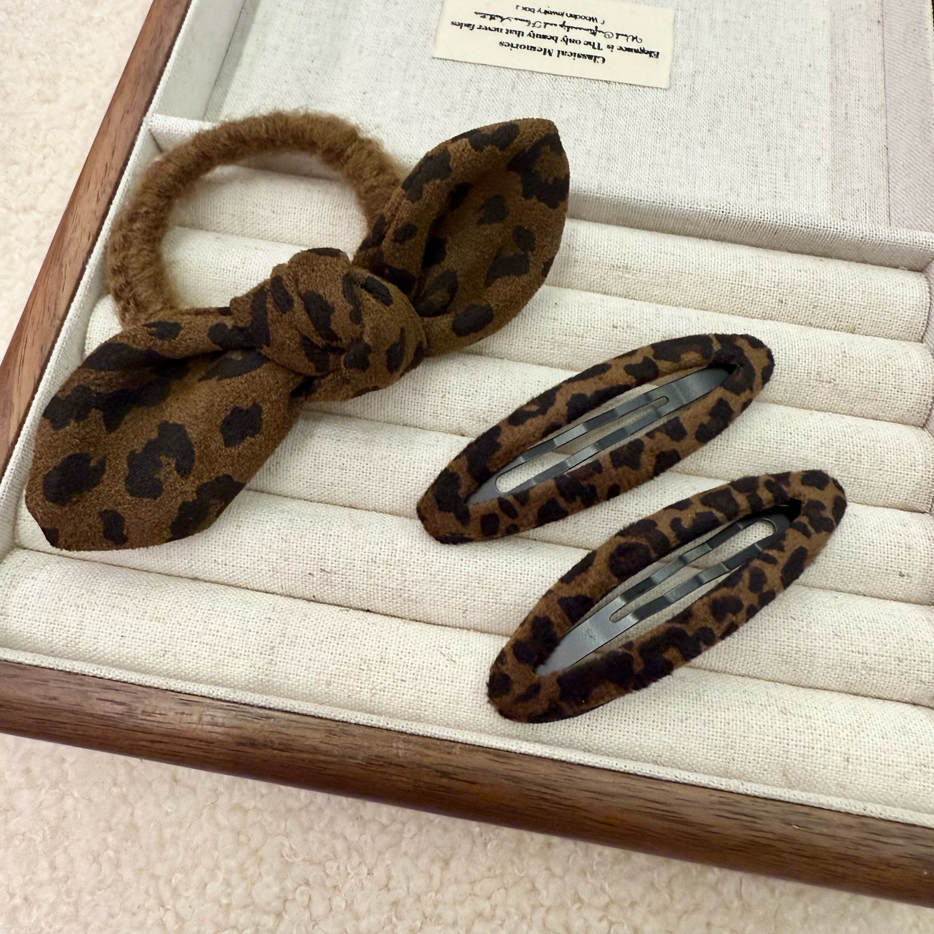 高级感复古美拉德咖色绒面豹纹掰掰夹少女刘海侧边夹后脑勺碎发夹