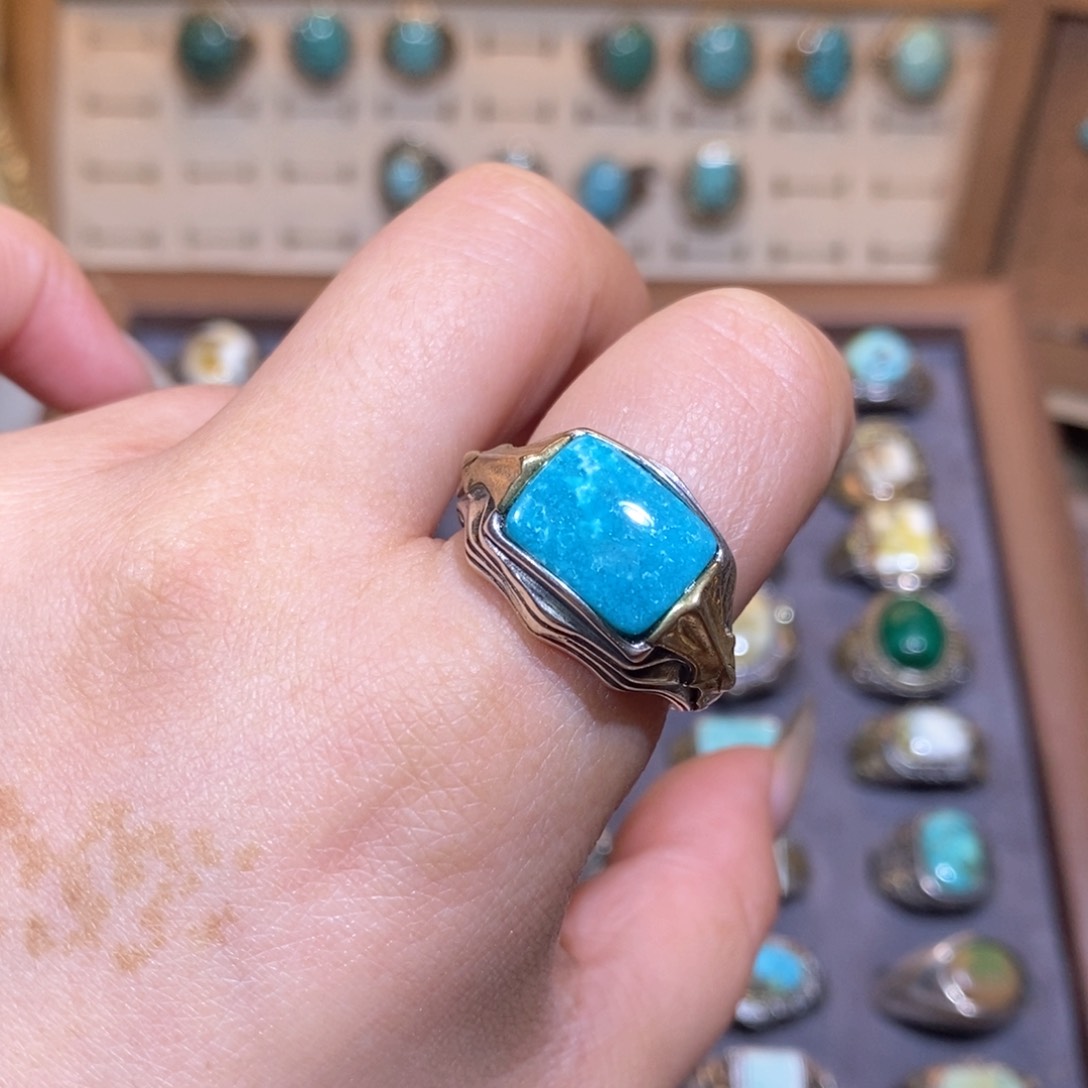 绿松石戒指银S925镶嵌戒指