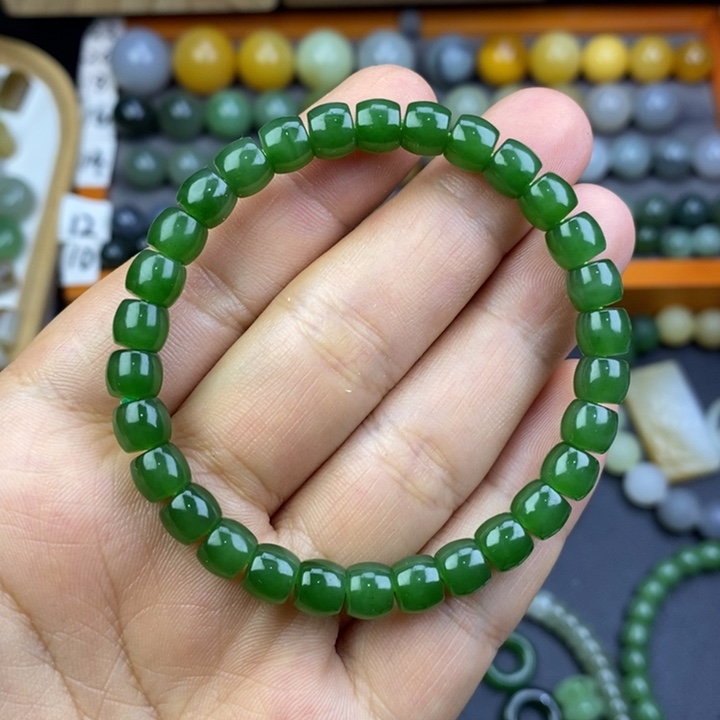 未镶嵌手串和田玉碧玉阳绿