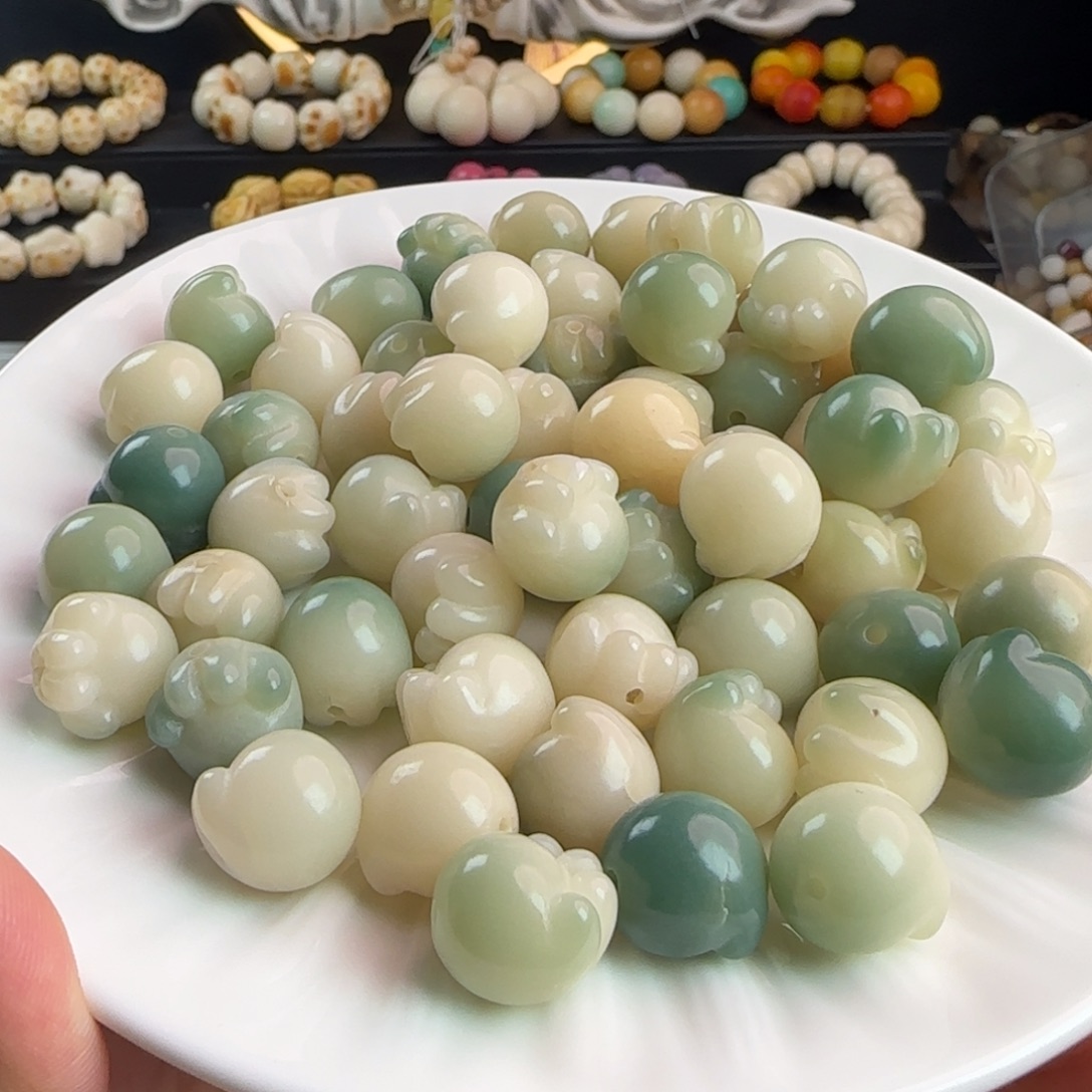 吊坠菩提根/象牙果瑕疵卡15碧绿猫爪100颗不挑瑕疵有裂坏不售后