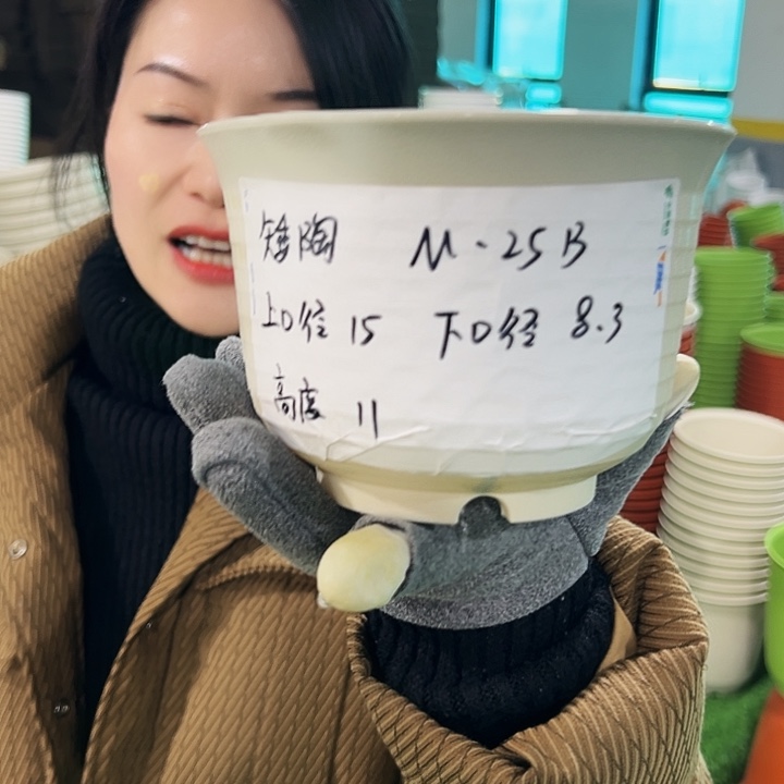 正品矮陶口15高11白色10个带托