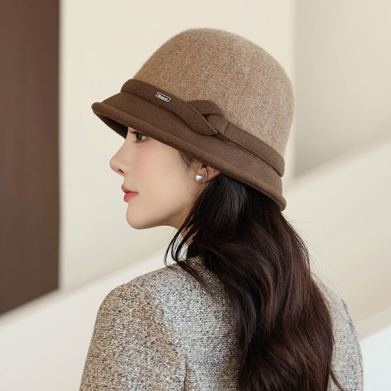 秋冬中老年妈妈帽子女款法式显脸小渔夫帽赫本风复古百搭保暖盆帽