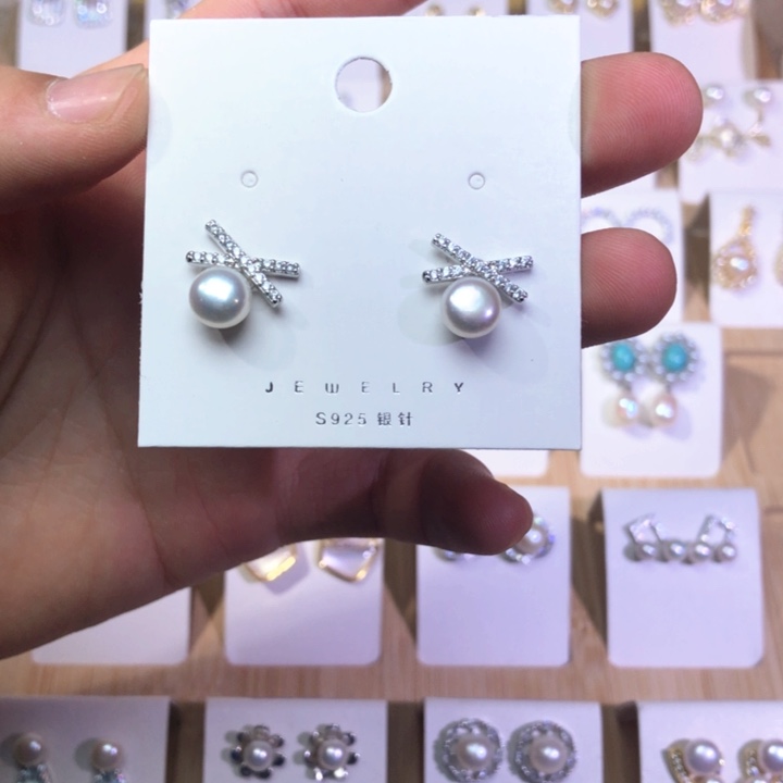 淡水珍珠耳饰银S925镶嵌