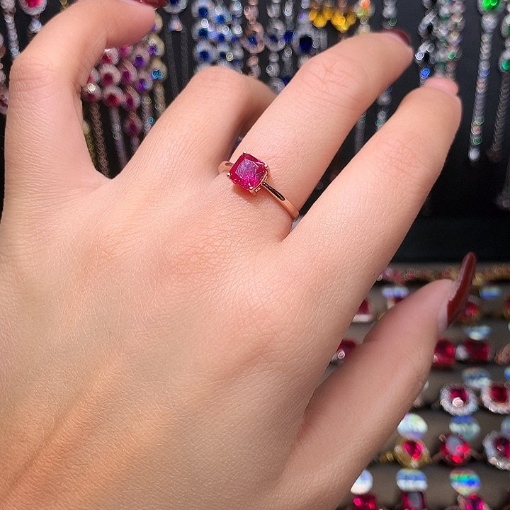 红宝石戒指银S925镶嵌6