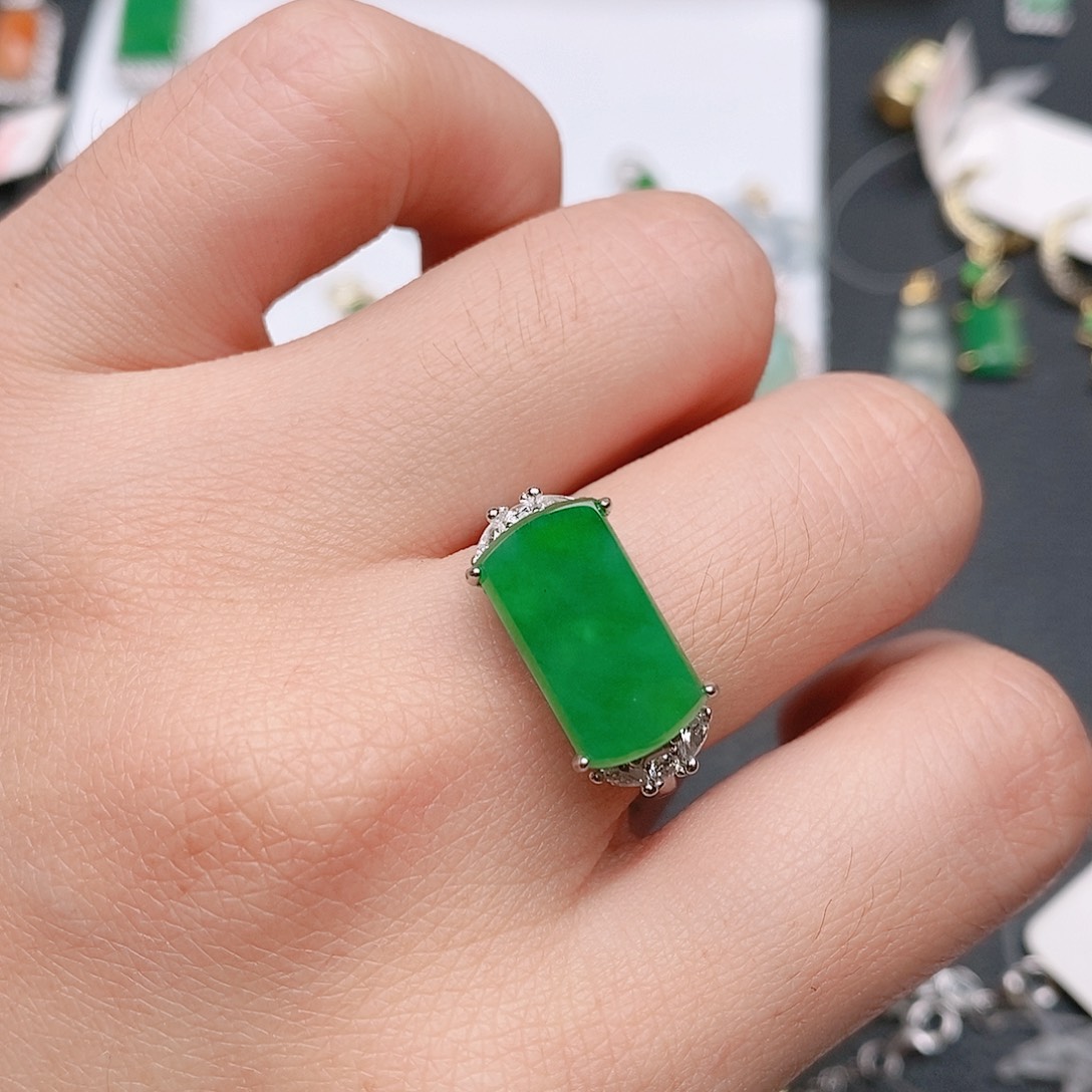 翡翠银S925镶嵌戒指