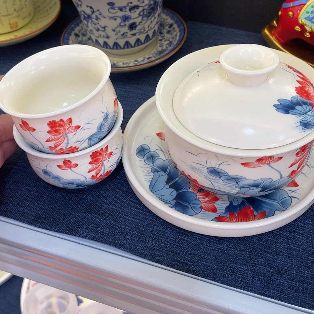 陶景德陶瓷盖碗茶具