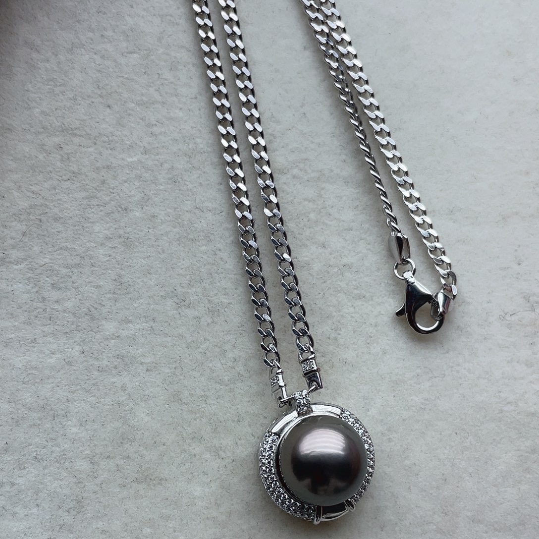 套链85海水珍珠银S925镶嵌