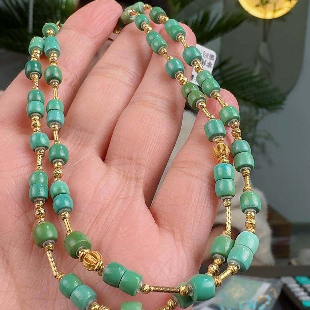 绿松石珠宝奇石18K金镶嵌