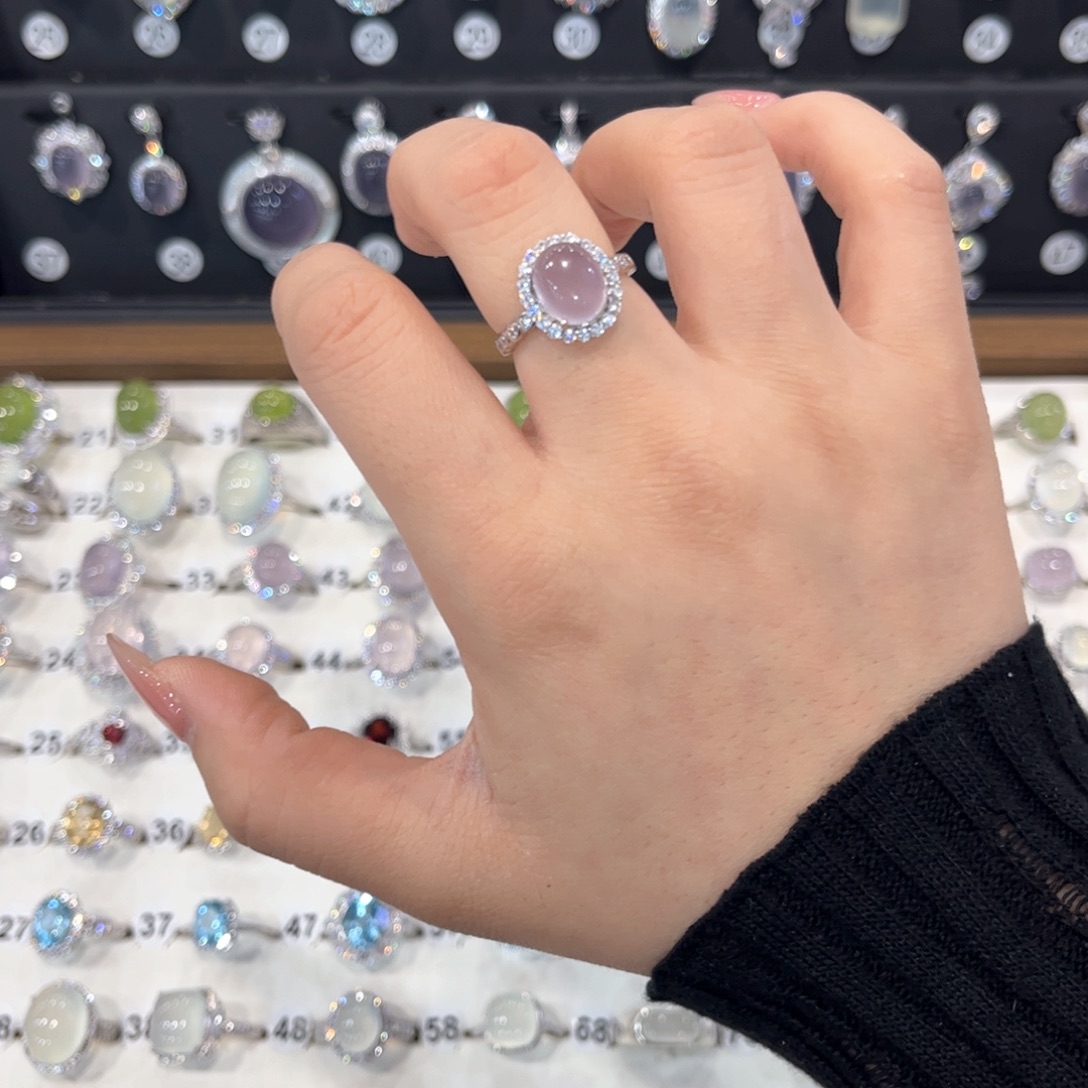 旭***银S925镶嵌戒指萤石