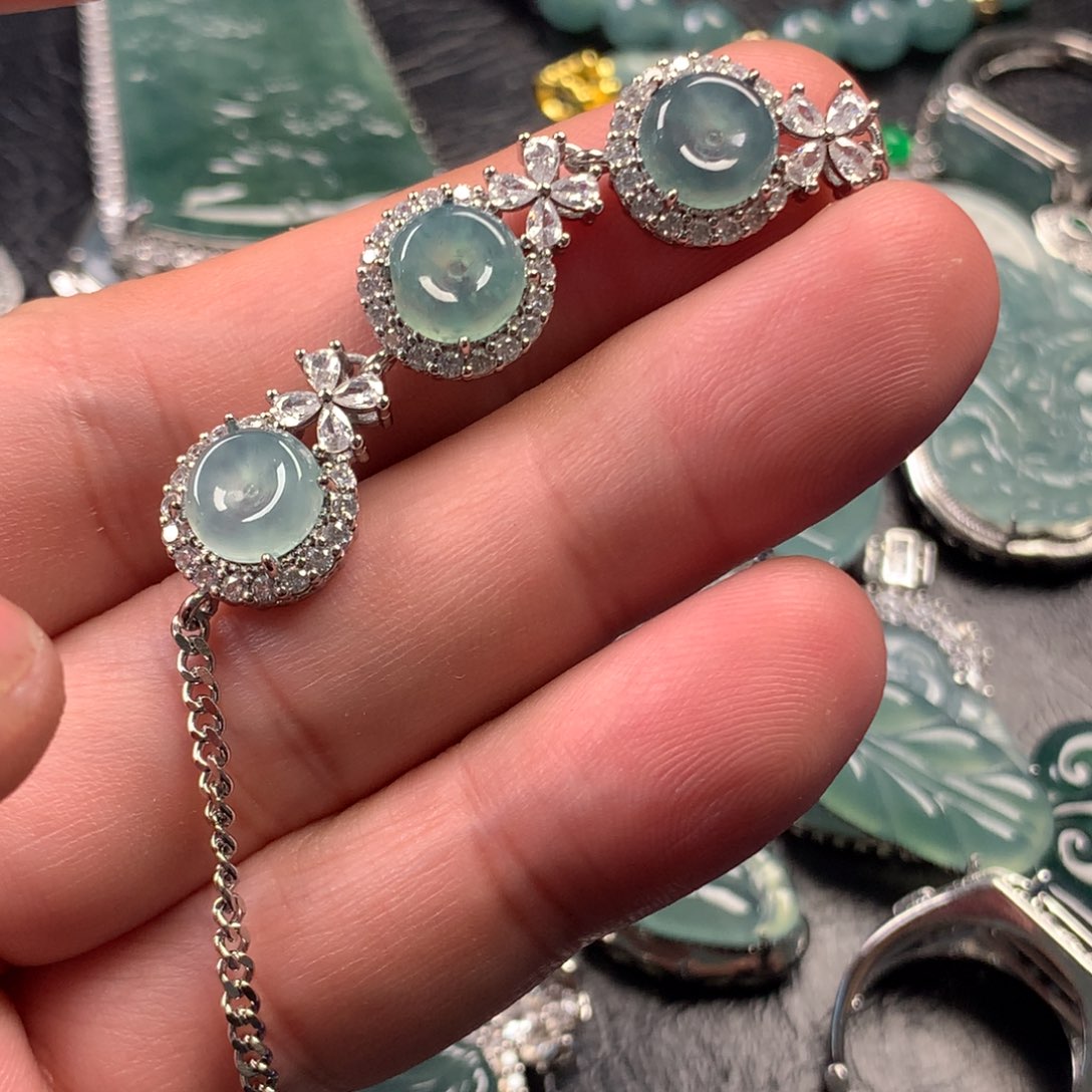 翡翠未镶嵌颈饰平安扣手链