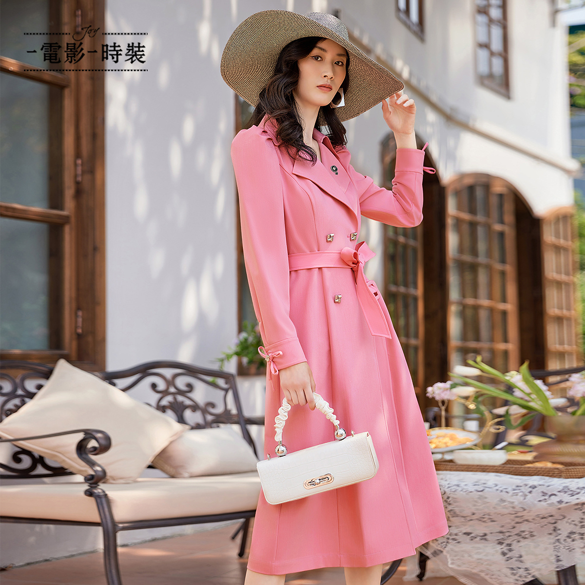 【高高甄选】一电影一时装双排扣女神范长款风衣外套FEHG132582