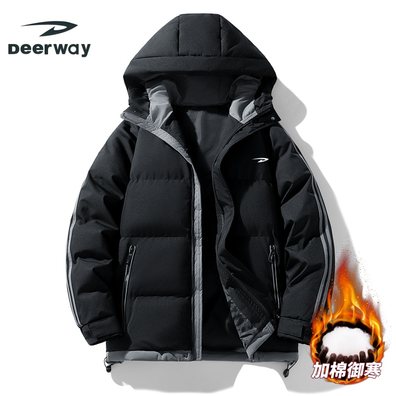 德尔惠冬季防风防寒上衣加厚保暖连帽外套男款御寒大码夹克厚款