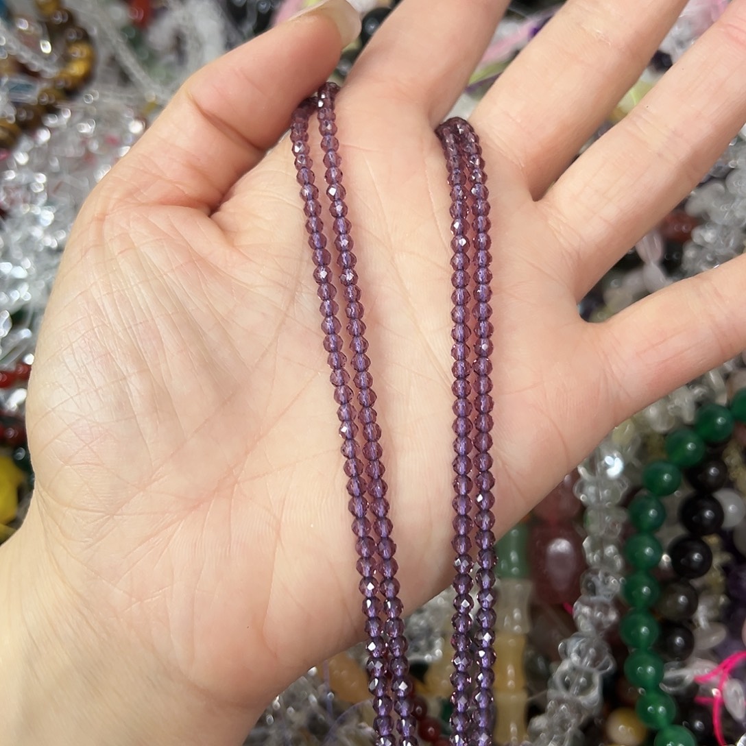 玛瑙/玉髓未镶嵌珠宝半成品，卡3紫水晶2条