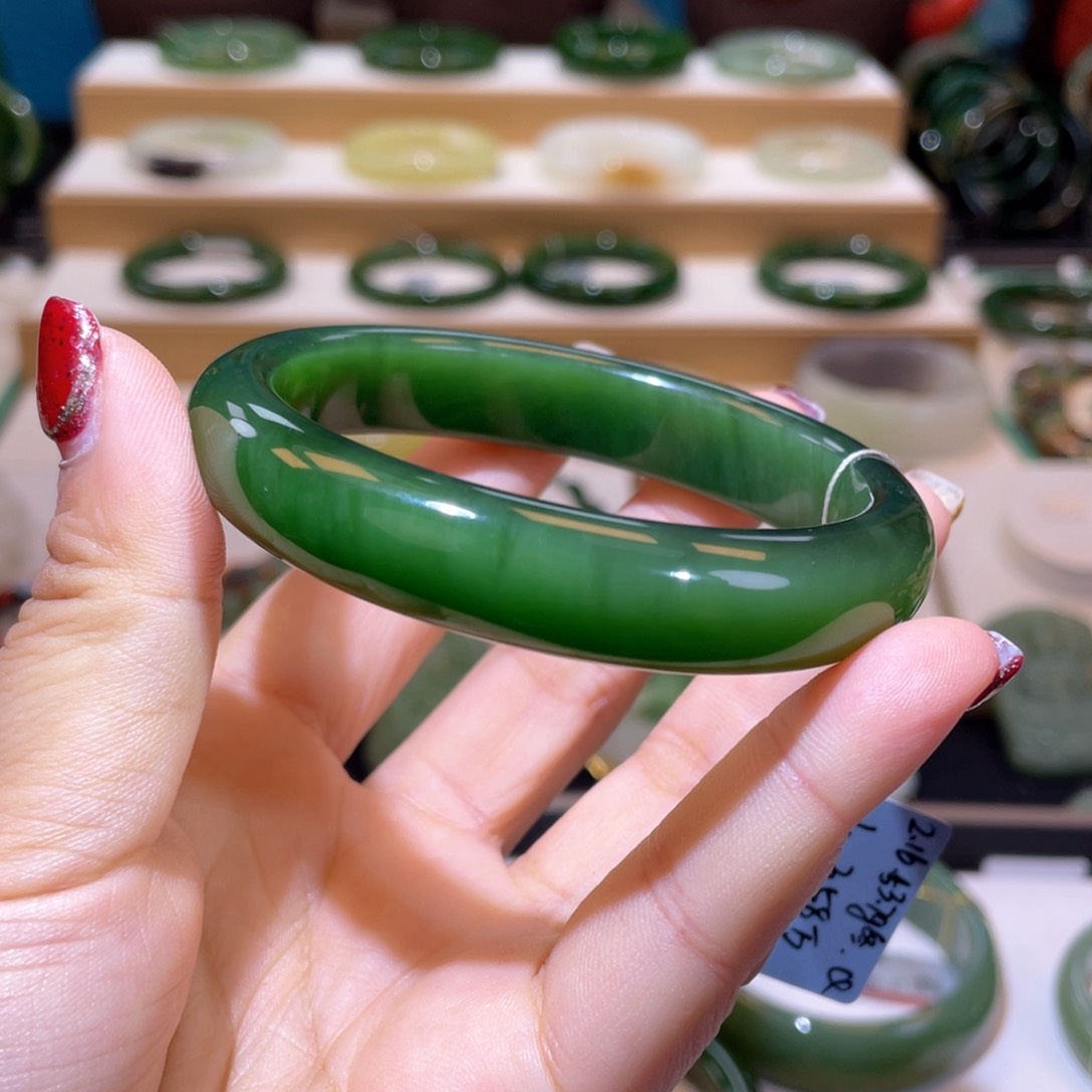 和田玉收藏级绿猫手镯58、59未镶嵌