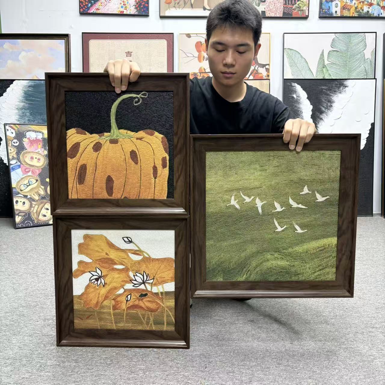 风复古桌面摆台装饰画轻奢高级感适用于卧室床头340