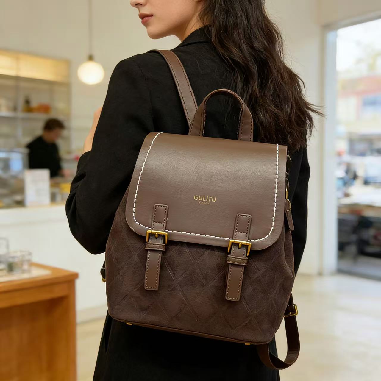 【可可专属】新品棕色双肩包