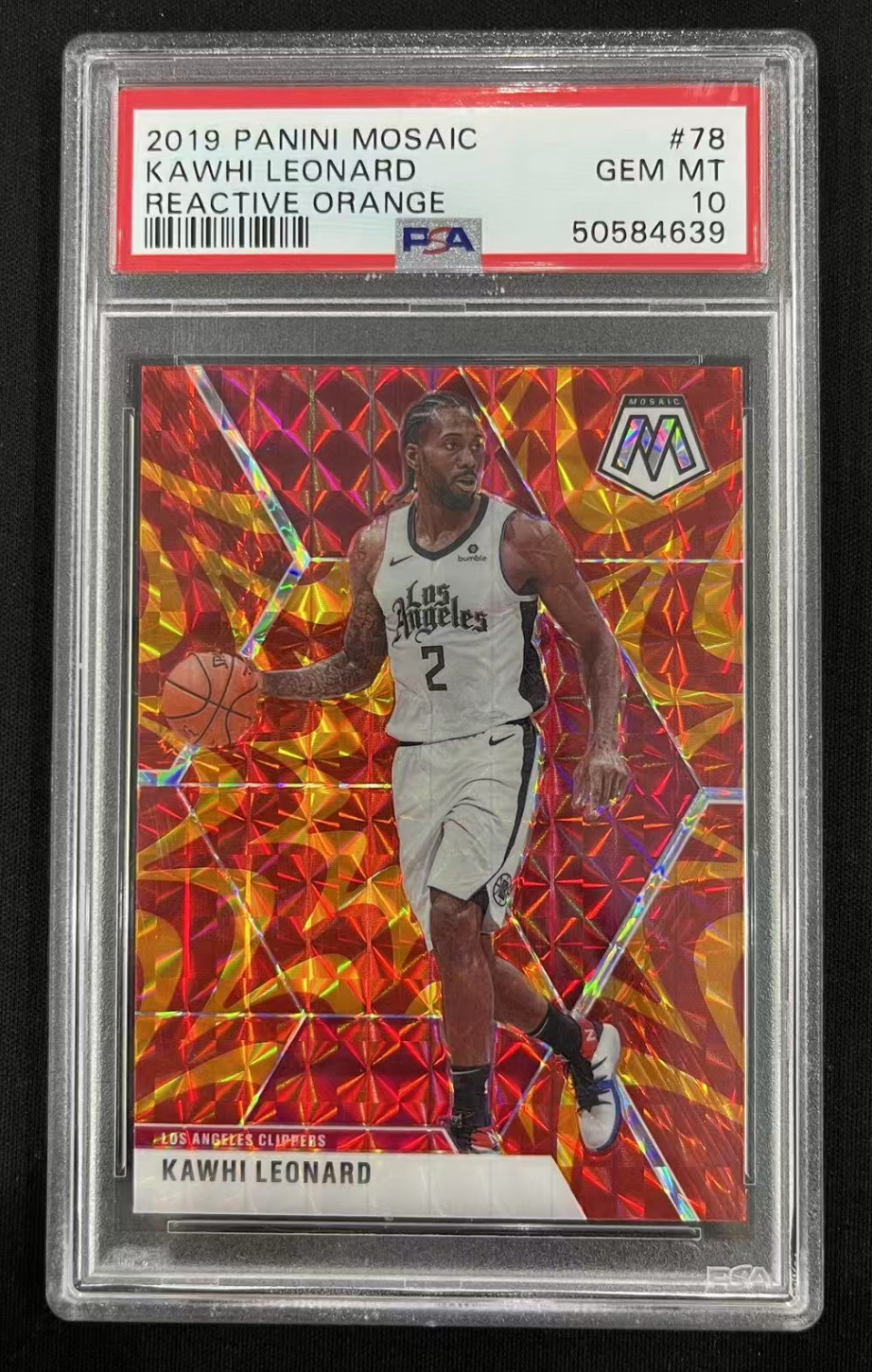 科怀伦纳德 马赛克橙爆炸折 PSA10分评级 快船队 保真正版球星卡
