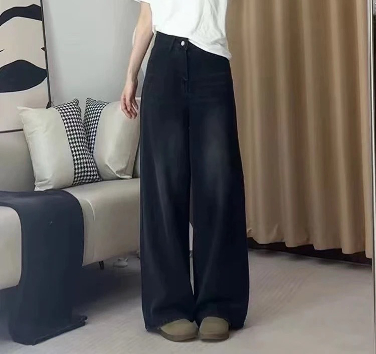 599-28夏季新款高腰显瘦阔腿裤拖地裤软牛仔裤宽松百搭垂感长101