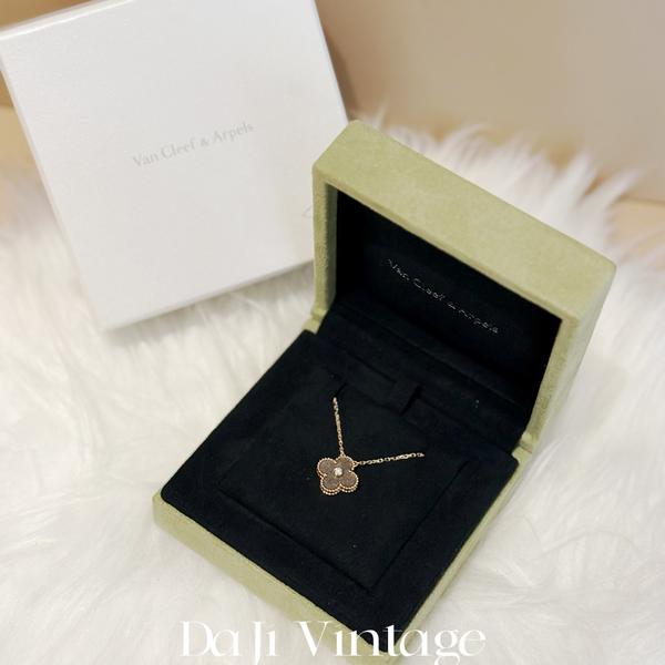 大吉中古/梵克雅宝带钻灰色四叶草项链