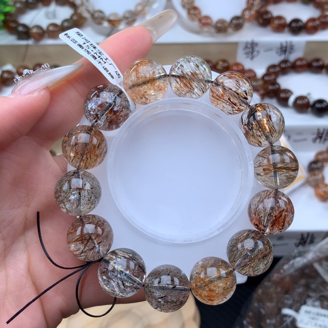 水晶未镶嵌手串黑金超七多样性发其一