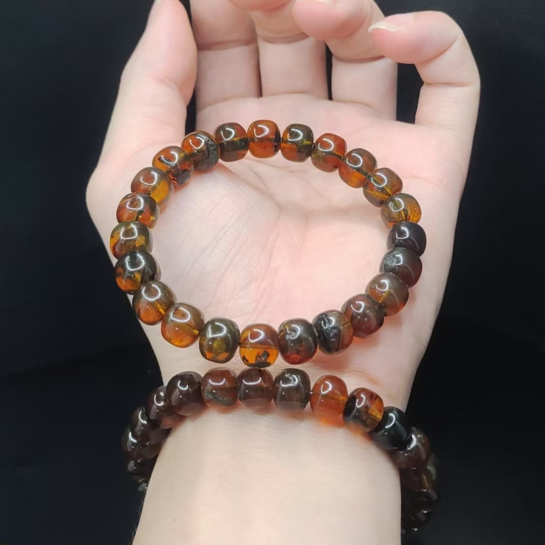 【康康严选】药珀琥珀老型珠单圈手串GS【多样性发其一】约8mm+