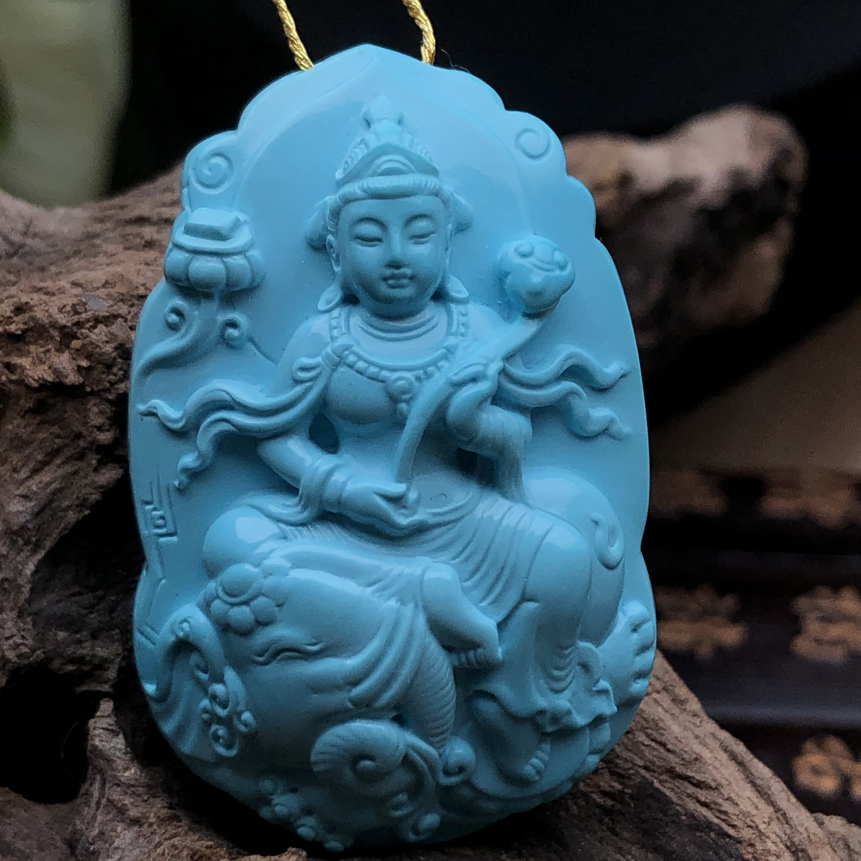 全品云盖寺高瓷蓝普贤菩萨尺寸：宽26高40.3厚15.5mm