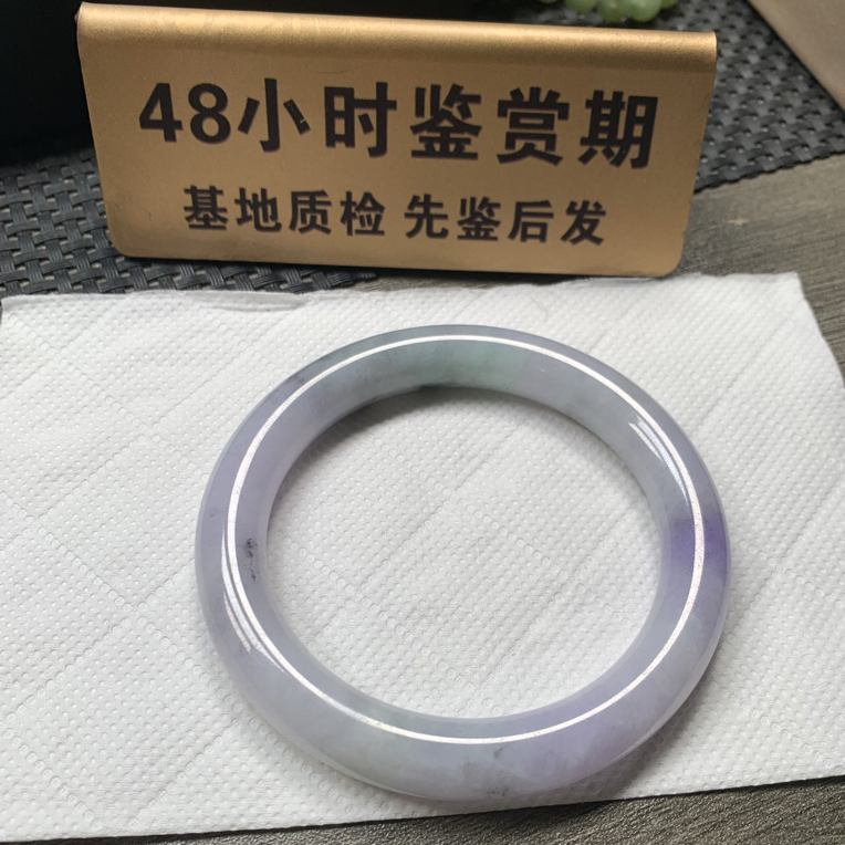 翡翠手镯 56.2圆条 乌鸡紫 紫罗兰乌鸡浅绿 颜色丰富特色 妖紫