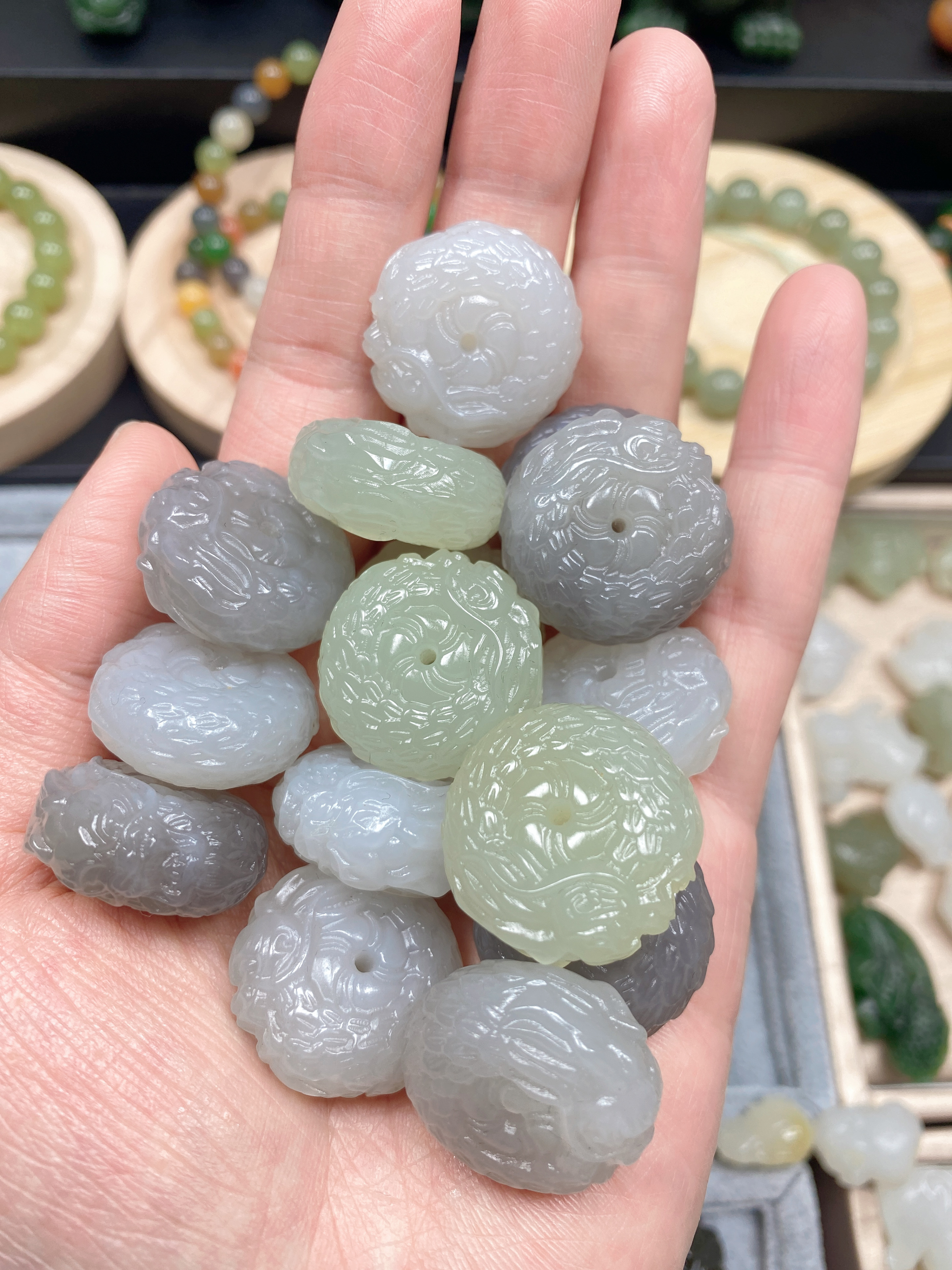 和田玉盘龙扣平安玉扣挂件男女款挂坠面包圈配饰