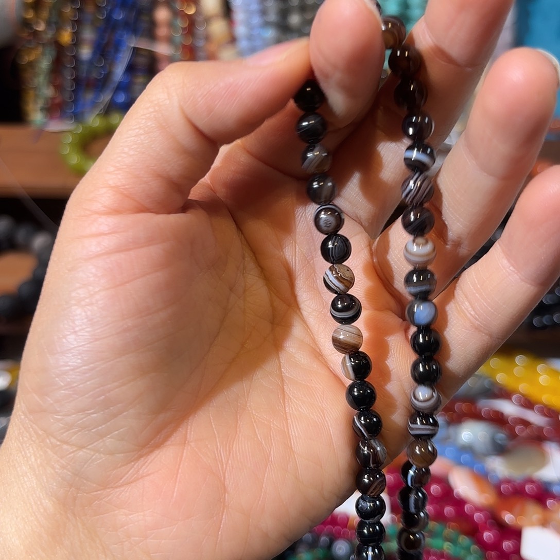 玛瑙/玉髓未镶嵌珠宝半成品黑玛瑙卡6一条